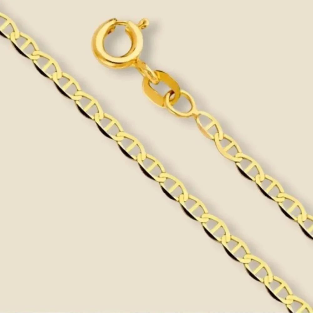 14k Real Gold 1.4mm Flat Mariner Chain necklace22”| Italian chain | Italian Gold